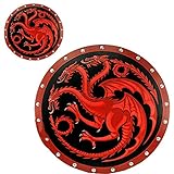 Matériau : bois Nautical Replica Hub Bouclier médiéval 61 cm en bois d\'armure et acier Motif dragon viking rond Rouge
