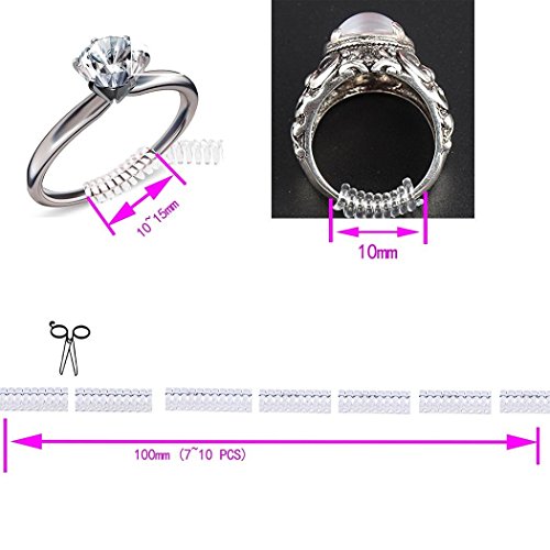 Image of Ring Sizers for Loose Rings, Invisible Size Adjuster Silicone, Guards Spacer Tightener Resizer Fitter for Women Men, Make Smaller Without Resizing Thick Band (Clear, 12)