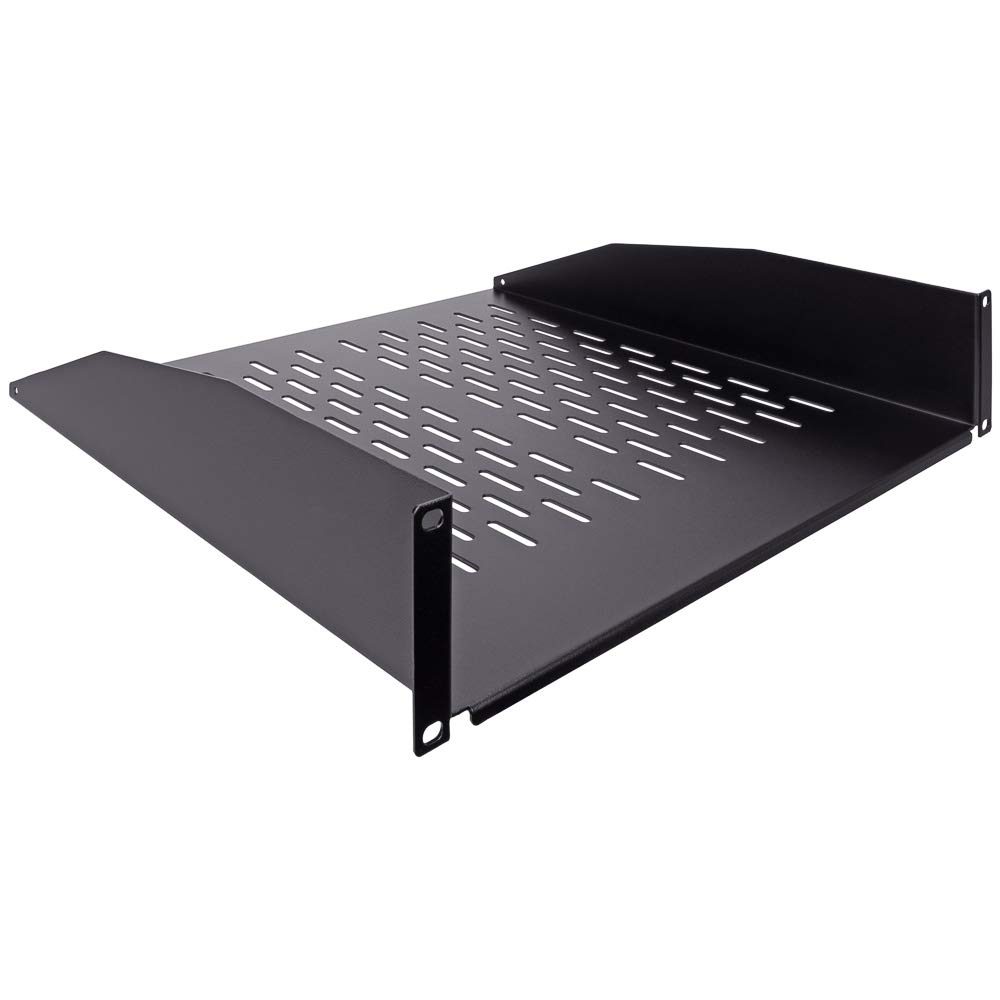 NavePoint 2U - Estante universal ventilado para gabinete de servidor, 19 pulgadas, 16 pulgadas de profundidad, color negro
