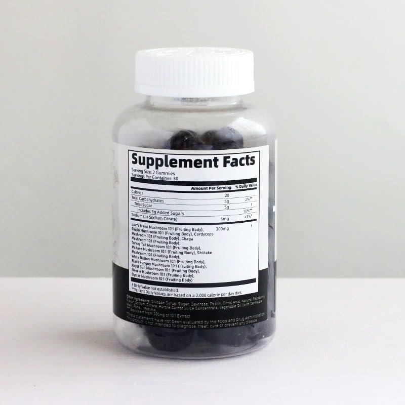 Miniatura 7 de Gomitas complejas de hongos de melena de león, hongo potente 12 en 1 - Malitake, Shiitake, Reishi, Cordyceps, Chaga, cola de pavo, botón blanco,