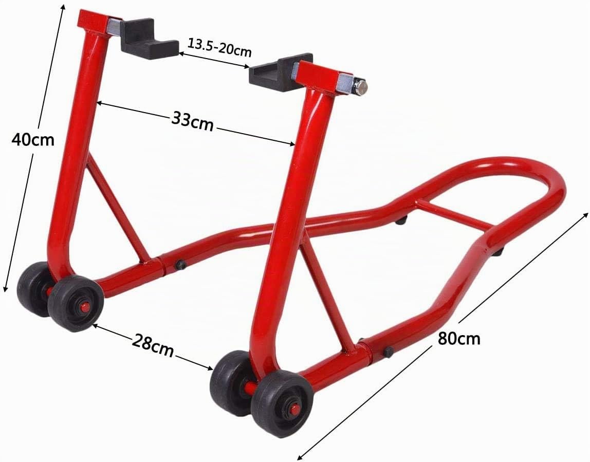RELAX4LIFE Montageständer Metall, Motorradständer, Radhalter Hinten, Hinterradständer, Motorradheber mit Verstellbarer Breite, Montagelift für Hinterrad, 80 x 50 x 40 cm (rot)