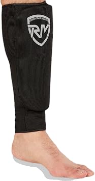 RingMaster Elastic Shin Pads With Out Instep Leg Guard Cover Kickboxing Karate MMA Thai Martial Arts Training Weightlifting