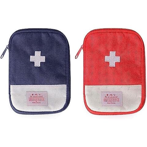JIAKAI 2 Packs First Aid Bag,Empty First Aid Pouch,Mini Portable Medical Bag for Outdoor Camping Hiking Travel Emergency，Multifunction Emergency Medicine Storage Bag-7x5 inch Cover