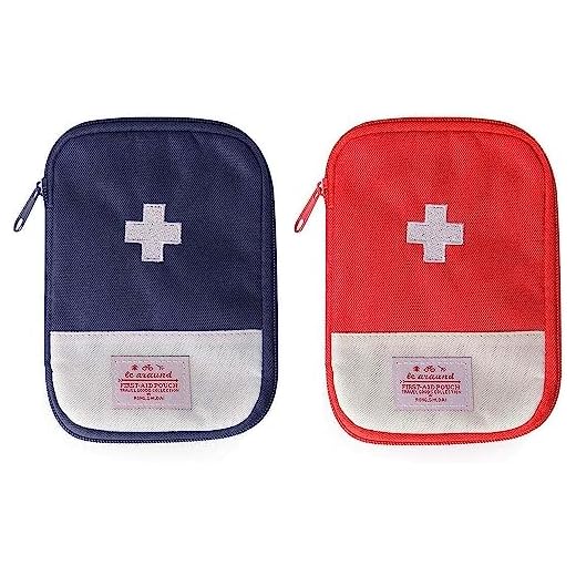 JIAKAI 2 Packs First Aid Bag,Empty First Aid Pouch,Mini Portable Medical Bag for Outdoor Camping Hiking Travel Emergency，Multifunction Emergency Medicine Storage Bag-7x5 inch