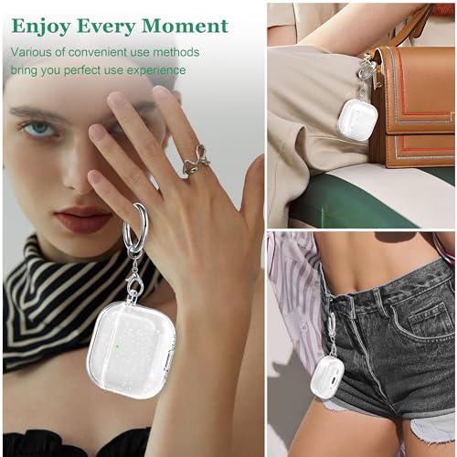 Image of for AirPods 4th Generation Case Cover 2024, Military-Grade Shockproof, Soft TPU Highly Transparent Anti-Yellowing for AirPods 4 Case with Cleaning Kit & Cute Round Buckle, Gitter