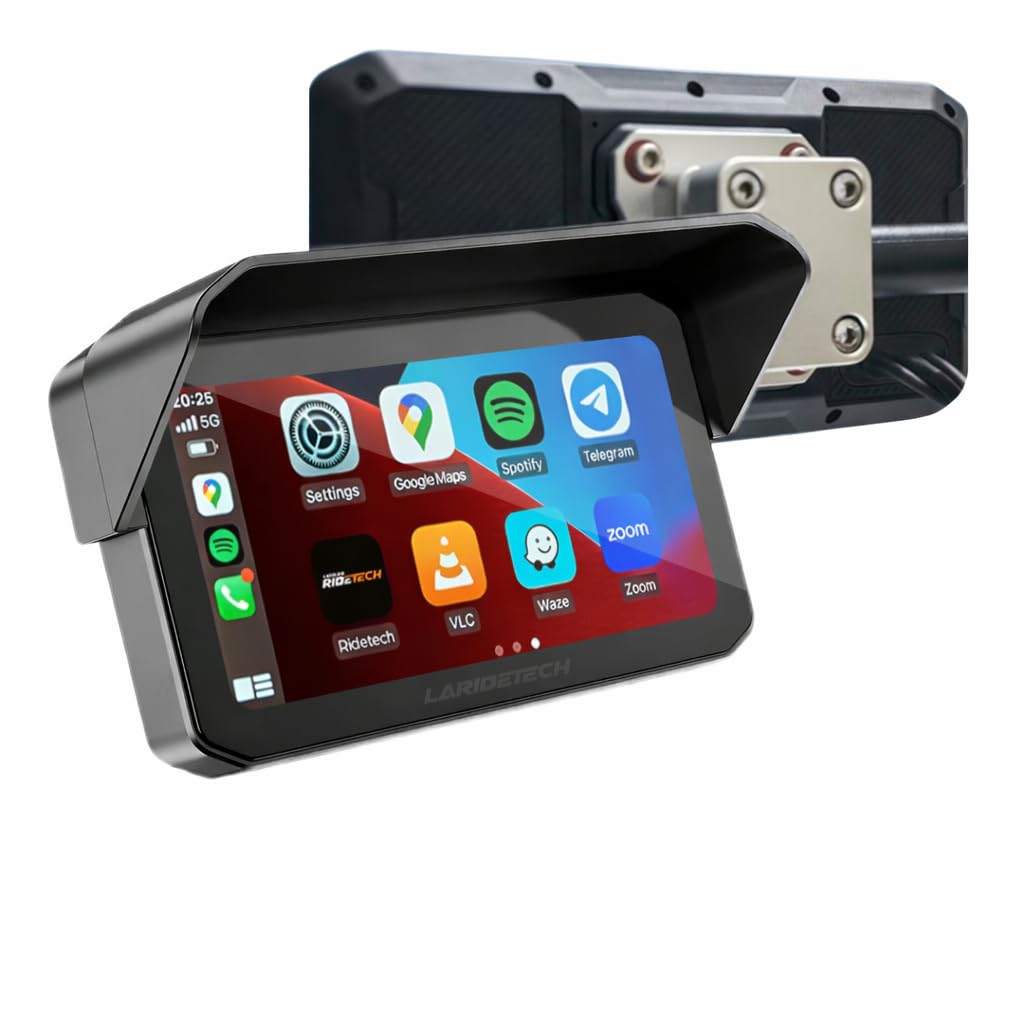 Schermo CarPlay Moto 6.25" Laridetech Titan 6 – Apple CarPlay Android Auto, GPS Navigazione Moto, Dashcam, Schermo Moto Impermeabile Universale (Titan 6 Start)