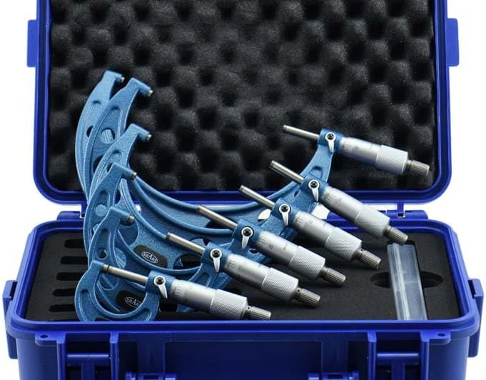 0-6" Premium Outside Micrometer 0.0001" Precision Solid Metal Frame Carbide Tip 6 pcs Set 303-2653N R