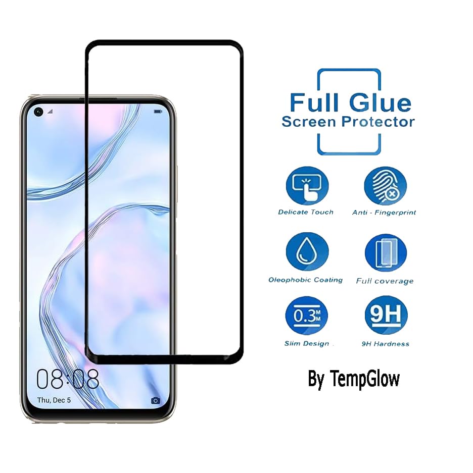 Image of Screen Protector for Huawei Honor Nova 7i (Black) Tempered Glass Edge-to-Edge 6D Screen Guard With Installation Kit