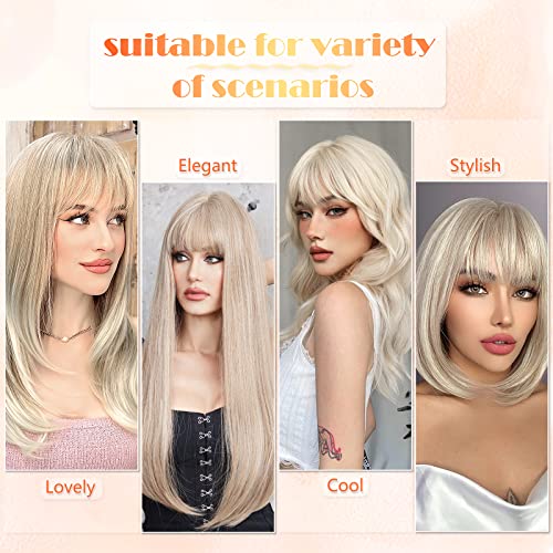 Pwsap Clip in Bangs Hair Extensions, Full Neat Bangs Fringe, Curly Synthetic for Girls/Women, Fashion Blonde - Image 3
