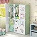 ChengBeautiful Przenośna szafa kreskówka przenośna sypialnia dziecięca szafa uroczy projekt niedźwiedzia ubrania szafki szafa szafa szafa do przechowywania do korytarza salonu (kolor: Biały, rozmiar: 11 x 37 x 147 cm)
