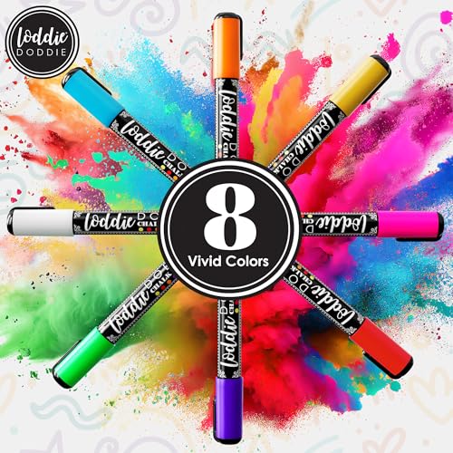 Loddie Doddie Liquid Chalk Markers - 8-Pack, 6mm Reversible Chisel & Bullet Tips - Erasable Neon Pens for Blackboard or Chalkboard - Chalk Markers for Blackboard - Thumbnail 6