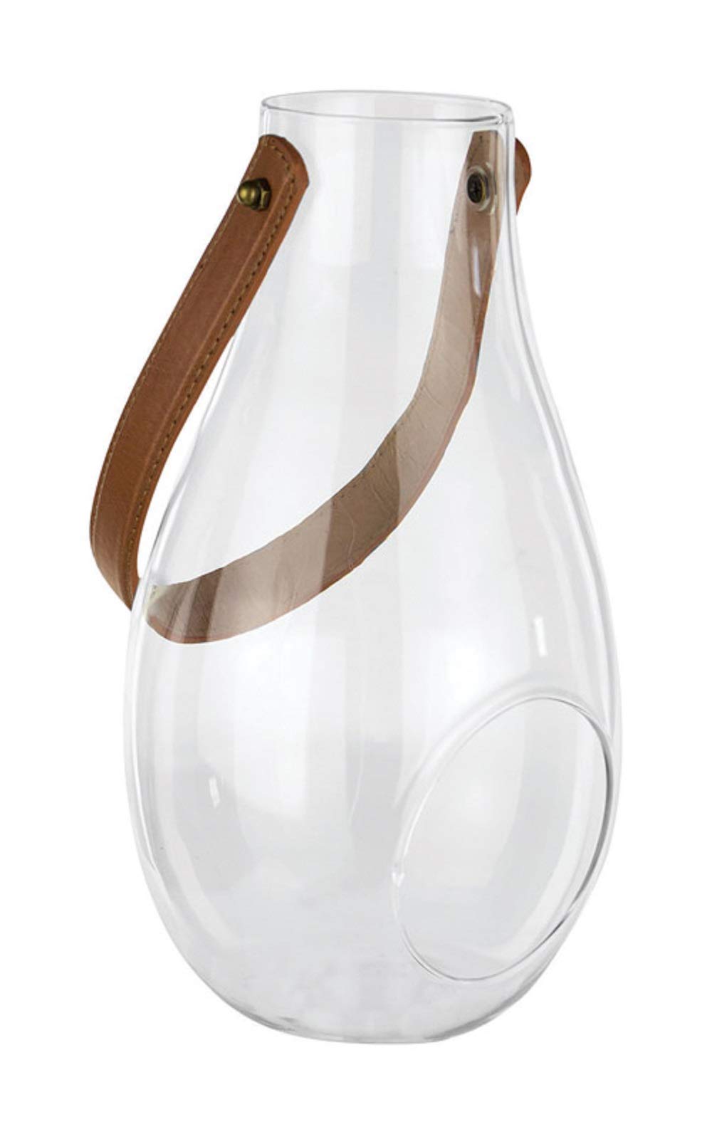 Syndicate Home and Garden 3755-06-09 Leather Handle Lantern Planter, Clear Glass, 9.75"