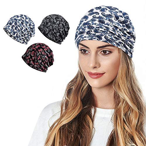 Image of Ababalaya Women's Kinds of Lace /Floral /Print /Cotton Chemo Cap Hair Loss Beanie Nightcap Pack