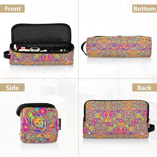 Bolsa de viaje para herramientas de cabello con diseño psicodélico vibrante, ideal para organizar secador, plancha, rizador y otros accesorios. Material resistente al calor y portátil. miniatura 5