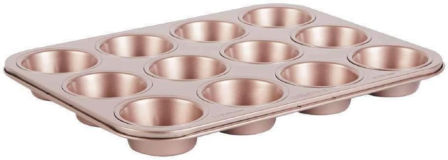 Wiltshire Rose Gold 12 Cup Muffin Tray, PFOA PTFE Free, Cupcake Mould, Non-Stick Coating, Rectangular Coated Baking Tin - Image 3