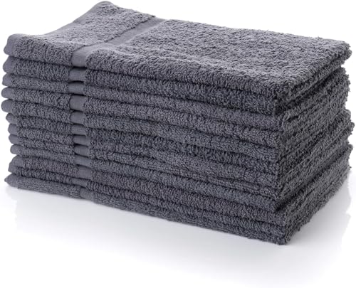 Image of Simpli-Magic Cotton Hand Towels 16 inchx27 inch (12 Pack) - Soft Towels for Bathroom, Kitchen, Salon & Gym (Gray)