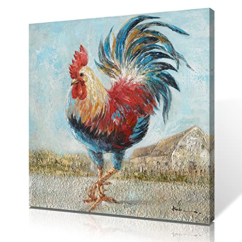 Kunstorner Rooster Kitchen Decor Wall Art Vintage Farmhouse Wall Decor Rooster Pics for Kitchen Old Farmhouse Pictures Fall Decor Canvas Print Rooster Picture for Restaurant 24 x 24