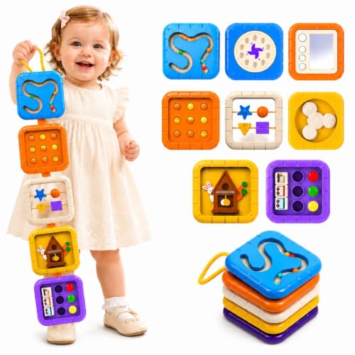 Image of Busy Board for 1 Year Old, Travel Toys for Toddler 1-3 on Plane Car, Montessori Busy Board Busy Cube, Toys for 1 Year Old Boy Girl, Stocking Stuffers for Toddler (Purple)