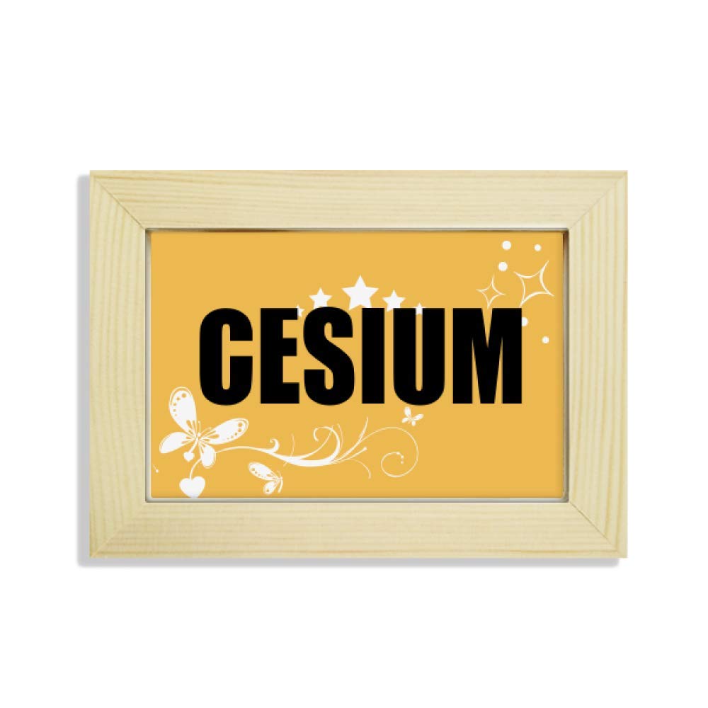 Marco de fotos de madera Cesio elemento químico con flores cuadro de escritorio