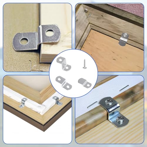 Image of 80 PCS Canvas Offset Clips Framing Clips, 10 PCS Each 1 /8 inch 1 /4 inch 1 /2 inch Z Clips Mirror Clamps for Picture Framing Canvas Painting Mounting Tools with 50 PCS Universal Screws Framing Fixing Accessories