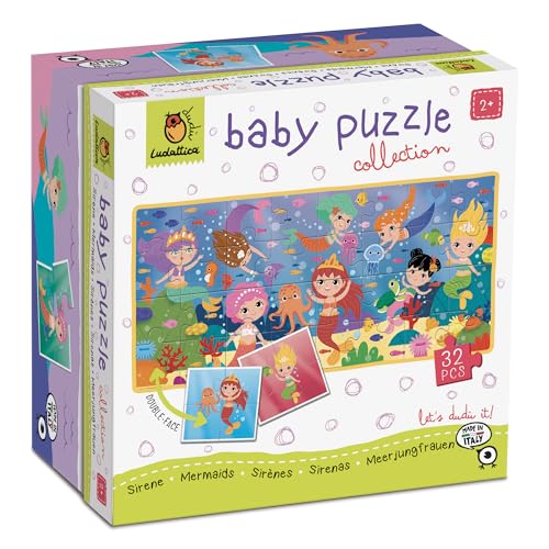 Ludattica 23157 - Baby Puzzle Collection Sirenas. Rompecabezas Infantiles a Doble Cara. Más 2 años. Made in Italy