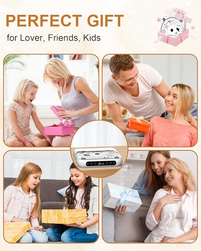 Image of ENVYCLOUD CD Player Portable with Stereo Speakers, Rechargeable Portable Player with Bluetooth for Home with Headphones, Support CD /AUX /USB,White