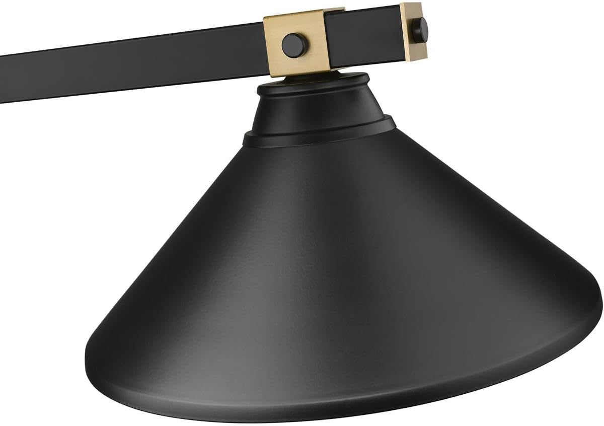 Three-Light Billiard Pendant in Matte Black and Rubbed Brass by Z-Lite