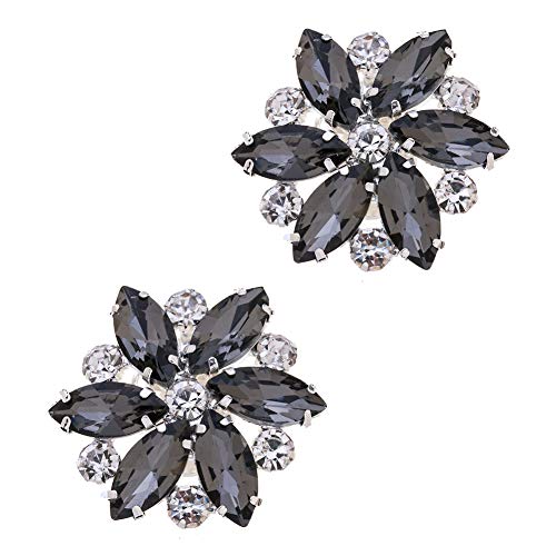 Ruihfas Fashion Bridal Wedding Party Shoe Clips Rhinestone Shoe Buckle Multi Color, 2Pcs (Grey)