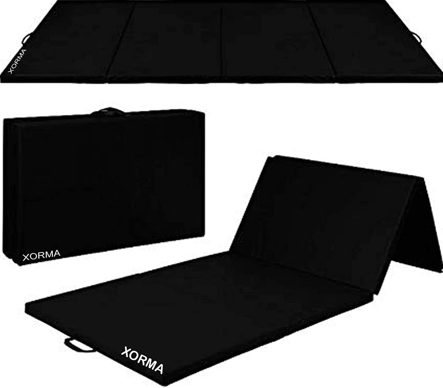 Xorma Yoga Gym Mat Exercise Gymnastics Training Tumbling High Destiny Foam 72 x 24x 25 mm Foldable Yoga Mat for Men & Women 25 MM Thick Black