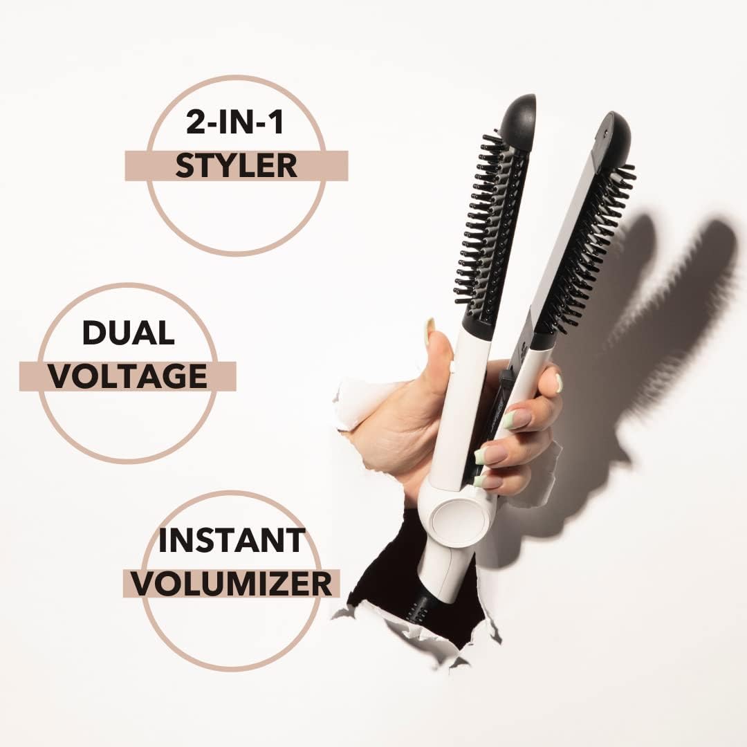 Instyler Freestyle Max Heated Round Brush with Straightening Iron | 2-in-1 Styling Tool | Four Heat Settings | Dual Voltage | Co - Image 3