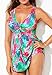 Swimsuits For All Women's Twist Front V-Neck Swimdress - 16, Blue Palm (Plus