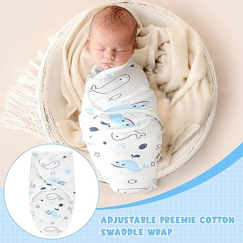 Image of Newwiee 4 Pcs Preemie Baby Swaddle Wrap Adjustable Cotton Swaddle Sleep Blanket for Preemie Boy Girl Improves Sleep Essentials(Pink Heart)