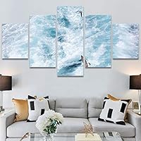 SIGNWIN 5 Panel Canvas Wall Art Aerial Beach Beach Coastal Cool Minimalism Multicolor Photography Relax/Calm for Home Decorations Ready to Hang - 60