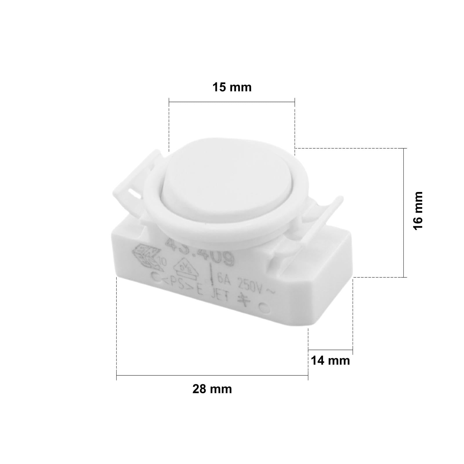 Interruptor basculante BJB 43.409 1 pieza Interruptor de palanca redonda ON/OFF Iluminación empotrada PVC Interruptor empotrado para lámparas Interruptor de repuesto Pieza de repuesto pequeña Blanco