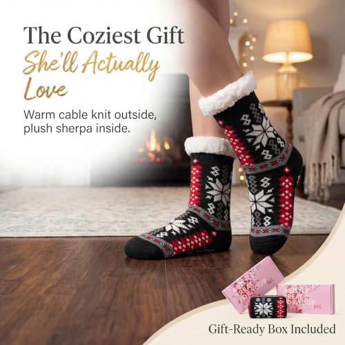 Image of The Metluks Women's Fuzzy Slipper Socks with Non-slip Grippers, Sherpa Lined Warm Cozy Gift Socks