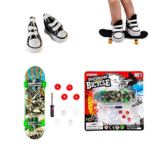 Kungfu Mall 1pc Finger Skateboard und 2pcs Canvas Mini Sneaker Schuh für Kindergeburtstage, Partygeschenk