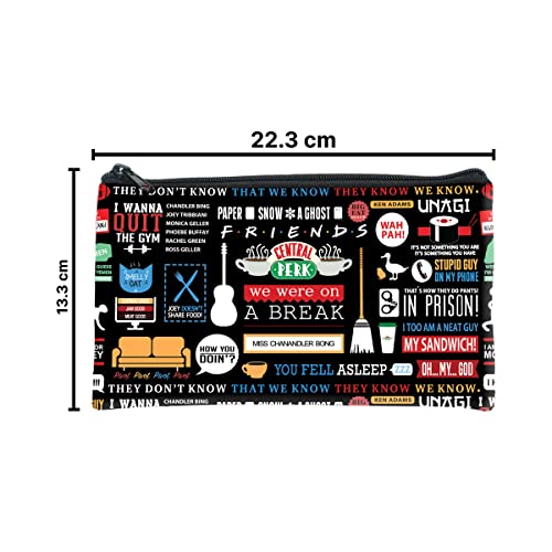 Image of MCSID RAZZ Satin - Friends TV Series - Infographic Multi Utility And Large Pencil Pouch - Officially Licensed By Warner Bros, USA, Multicolour
