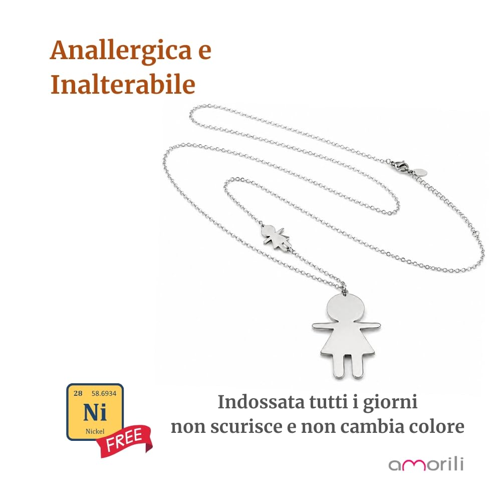 Collana Bambina Personalizzata con Incisione in Acciaio Inox – Ciondolo Bimba – Regalo Nascita Baby Shower Mamma – Gioiello Ricordo cll1500