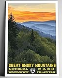 Great Smoky Mountains National Park Vintage-Style Travel Poster - 8x10-12x18-18x24-24x36 / 4x6 Postcard WPA Style Tennessee North Carolina USA Art Print (12x18 Inch Poster)
