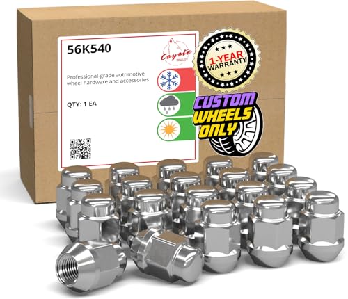 Image of Wheel Accessories Parts 20 Pcs 7 /16 inch-20 Thread Bulge Acorn 35mm 1.38 inch Long Lug Nuts Chrome 13 /16 inch 21mm Hex Fits Many Classic Chevrolet, Buick, Pontiac Vehicles