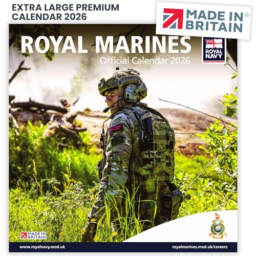 ALLTRADE Calendar 2026 Royal Navy Marines Official 2026 Calendar UK Holidays Eco-Friendly, MADE IN BRITAIN® FSC® paper & Carbon Capture with Trees Planted in UK by Woodland Trust