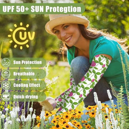 Image of Bebila Gardening Sleeves for Women Farm UV Sun Protection Anti-Scratch Cooling Sleeves with Thumb Hole Arms Cover Outdoors