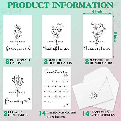 Jutom 28 Pcs Funny Bridesmaid Proposal Card Set, Include 8 Will You Be My Bridesmaid, 2 Will You Be My Maid Of Honor, 2 Matron Of Honor, 2 Flower Girl And 14 Envelopes For Wedding Bridal Shower #TOP1