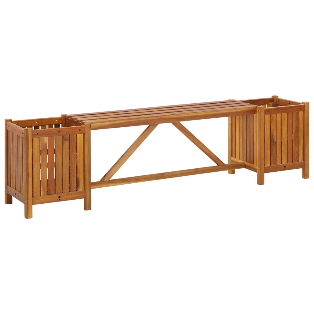 vidaXL Solid Acacia Wood Garden Bench with 2 Planters Outdoor Balcony Planter Seating Furniture 150x30x40cm