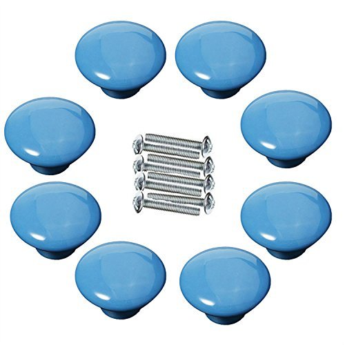 Boutons de tiroir en céramique bleue peints à la main avec cristal de style chinois 8 pièces