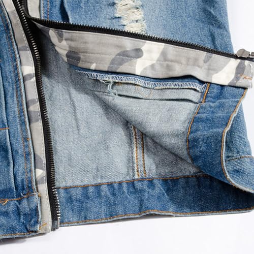 Denim Vest Men Ripped Distressed Destroyed Hooded Sleeveless Button Down Jean Vest2