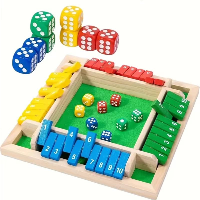 Image of Wooden Shut The Box Game with Dice | Classic Board Game for Kids & Adults | Family Fun, Educational & Strategy Game | Portable & Durable Design