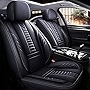 PongChan Waterproof 5 Car Seat Covers for Lexus RX 350 2007-2022, Premium Faux Leather Automotive Front and Back Seat Protectors Compatible with Airbag Black & Black Line