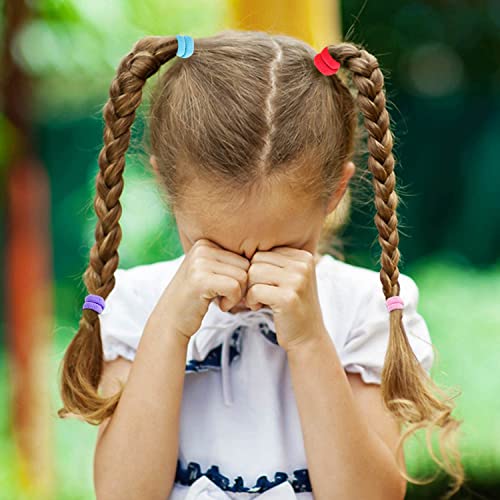 Image of Diversa Small Hair Elastics Kids Hair Bands Baby Girl Hair Rubber Bands Tiny Ponytail Holders Soft Mini Hair Ties (Neon Multicolor, Pack of 100 Pcs)