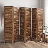 TinyTimes 5.6 FT Tall Wood Room Divider, 6 Panel Room Dividers and Folding Privacy Screens, Decorati